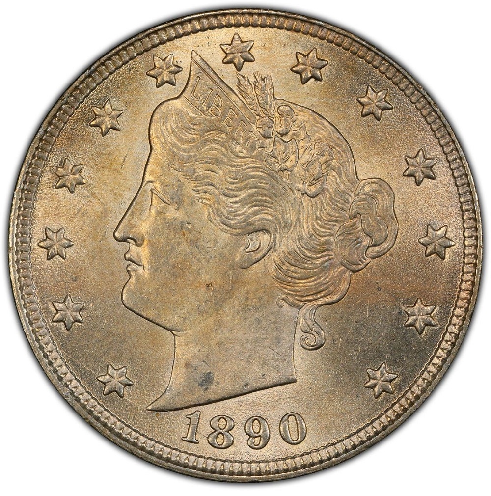 1890 Liberty Nickel RPD FS-301 repunched date close-up showing secondary digit impressions