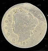 1890 Liberty Nickel lamination error showing peeling or delaminating metal on coin surface
